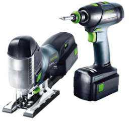 4999752 FESTOOL Монтажный набор из аккумуляторной дрели-шуруповёрта и маятникового лобзика Li 18 T 18+3 /PSC 420 Plus